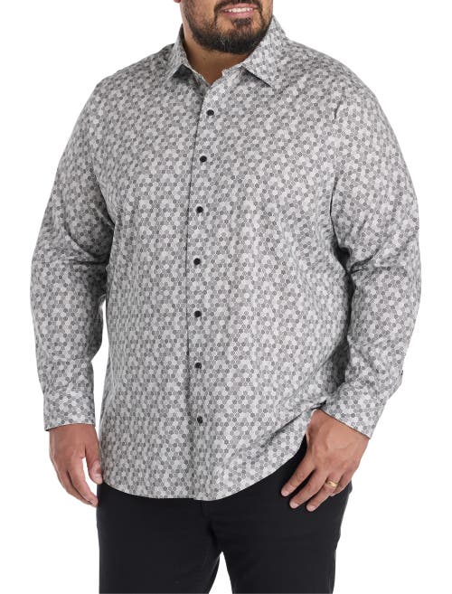 Synrgy By Dxl Big & Tall Tonal Dotted Sport Shirt In Gray