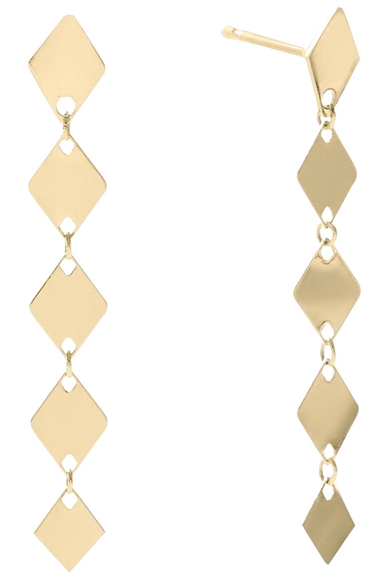 14K Gold Laser Kite Chain Linear Drop Earrings, Main, color, YELLOW GOLD