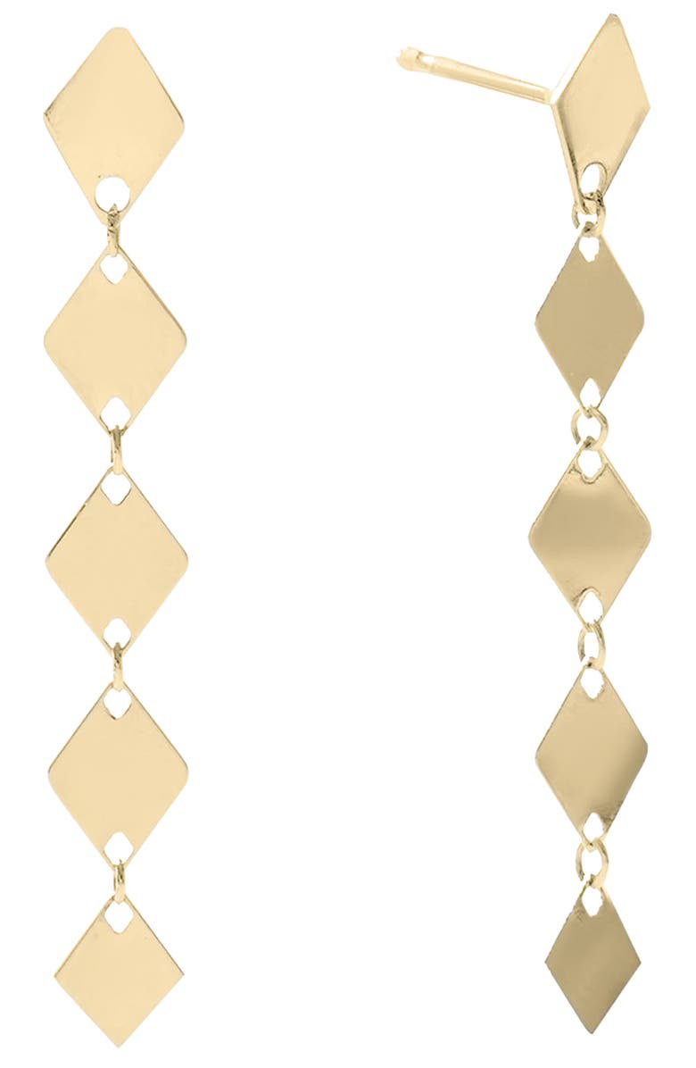 LANA 14K Gold Laser Kite Chain Linear Drop Earrings, Main, color, Yellow Gold