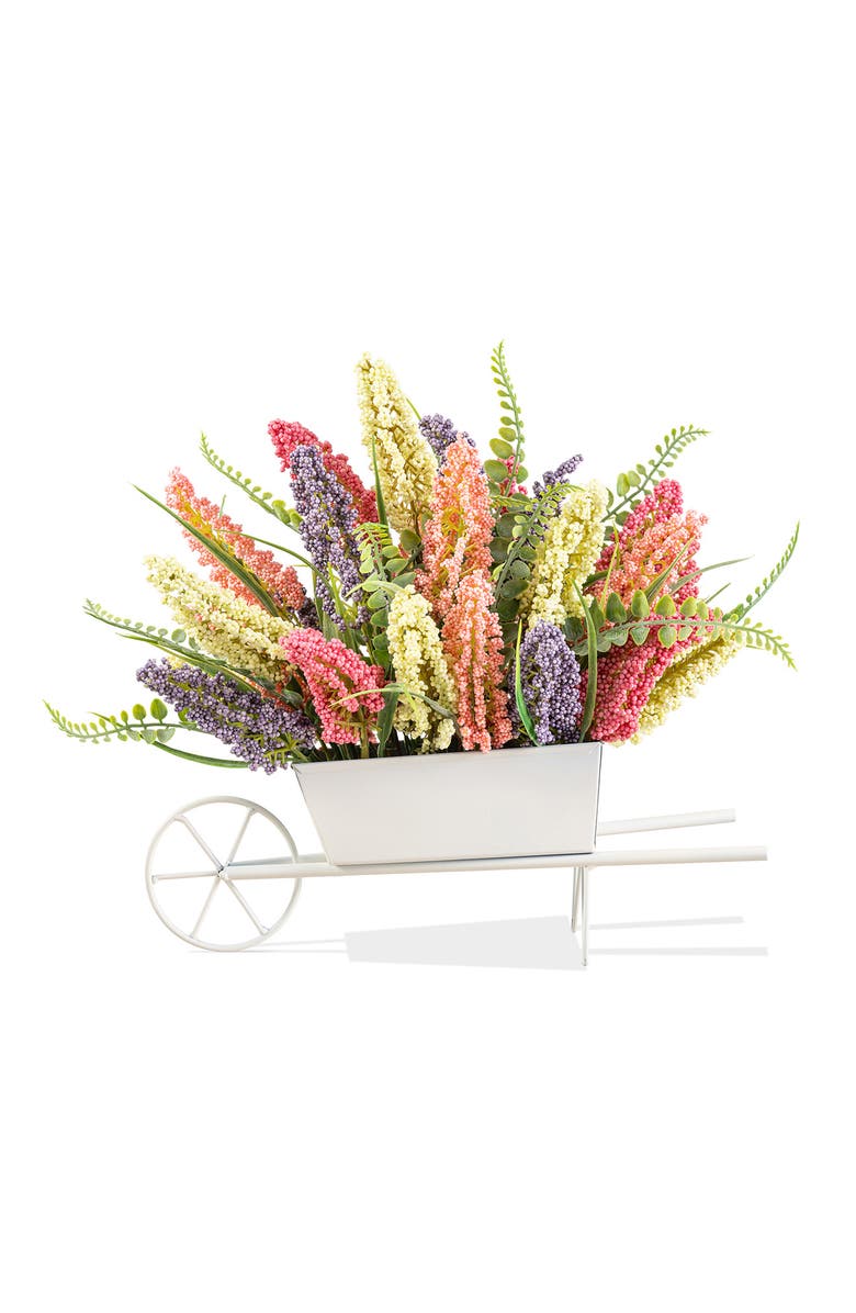 Glitzhome Spring Colors Mixed Heather Floral Cart Centerpiece, Main, color, Purple