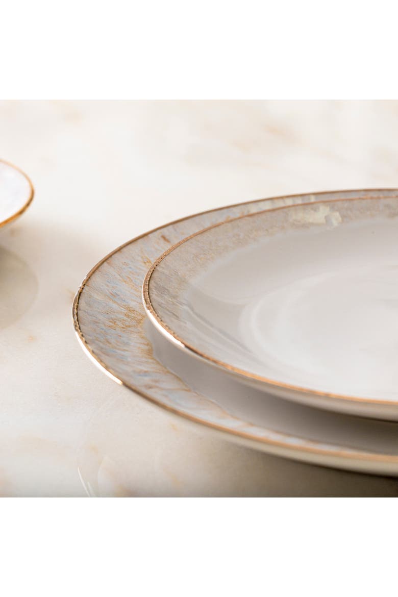 Taormina Set/6 dinner plates, Alternate, color, White & gold