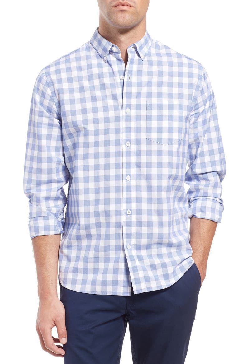 Slim Fit Check Sport Shirt, Main, color, BAY BLUE ATLANTIC CHECK