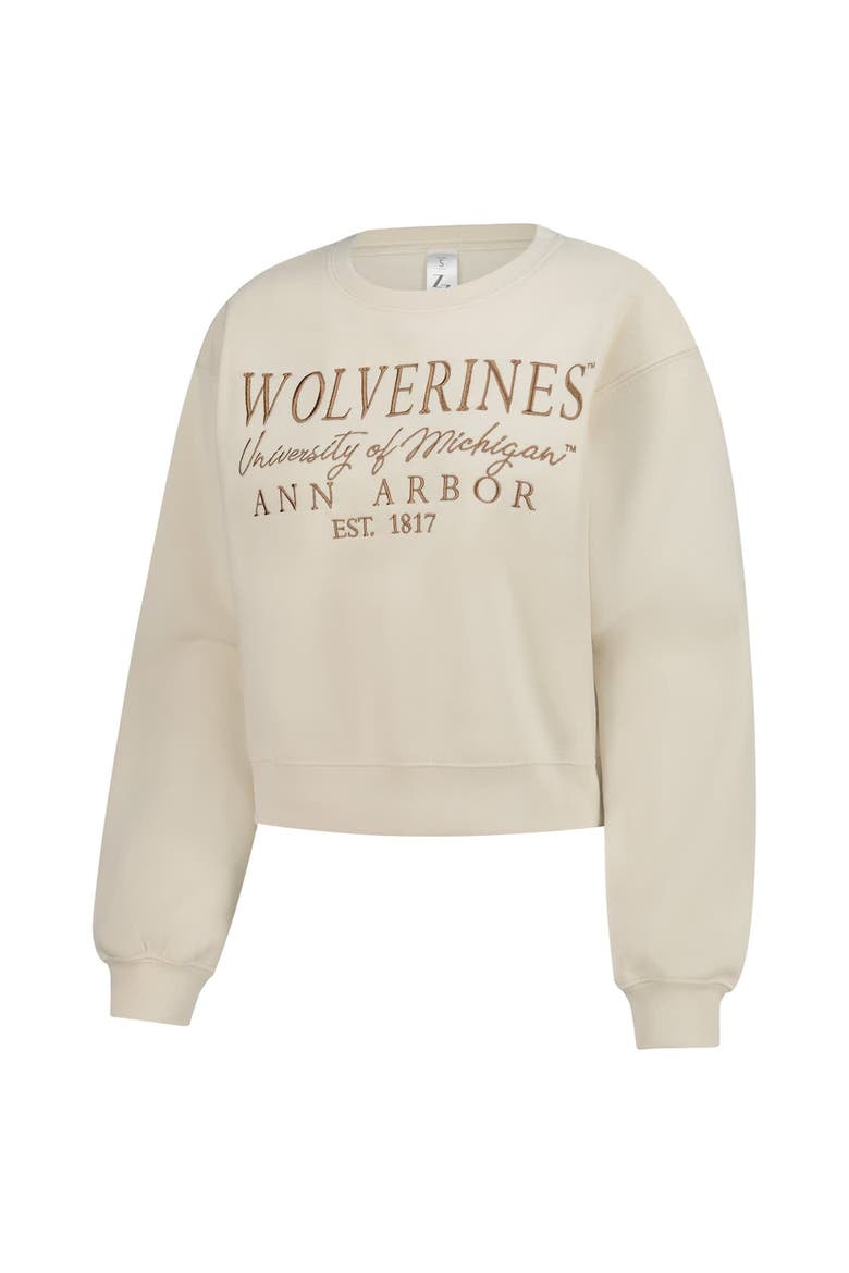 Women's ZooZatz Sand Michigan Wolverines Cropped Crewneck Sweatshirt, Alternate, color, Sand