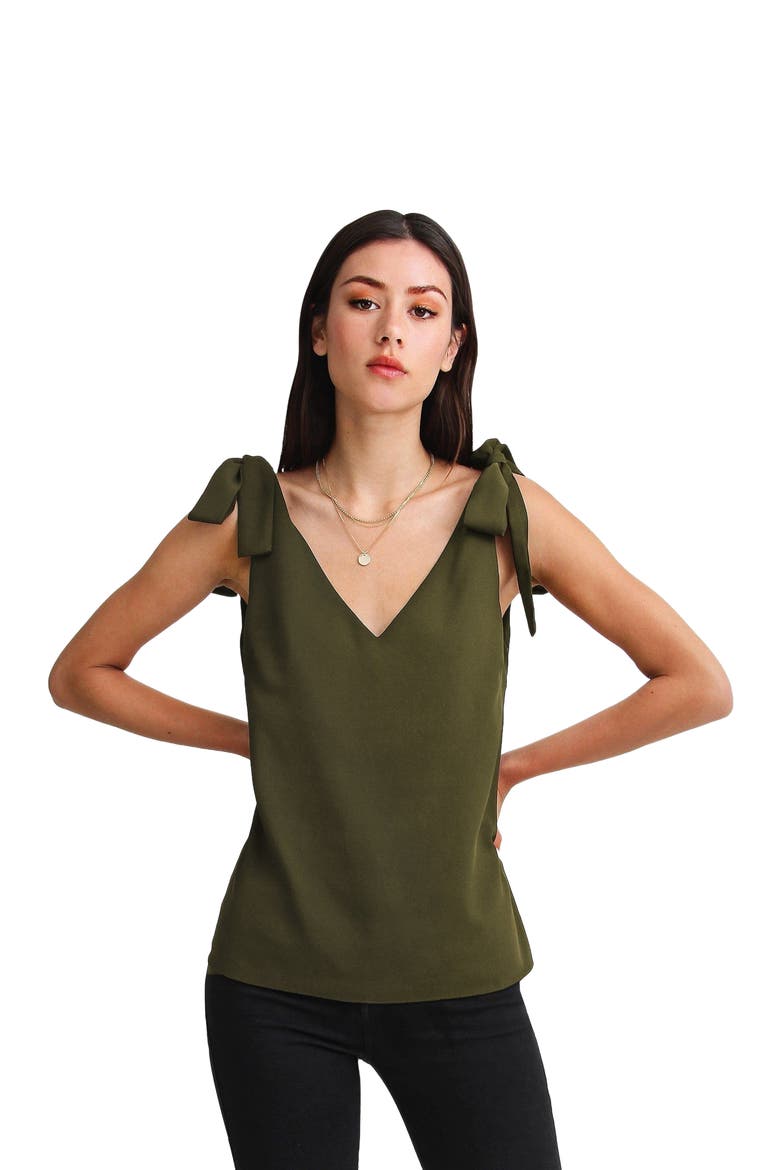 Feel For You V-Neck Top, Alternate, color, Military
