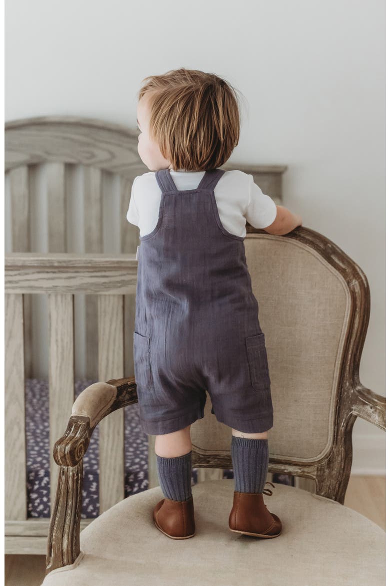 Cuff Organic Cotton Short Overalls, Alternate, color, DUSK