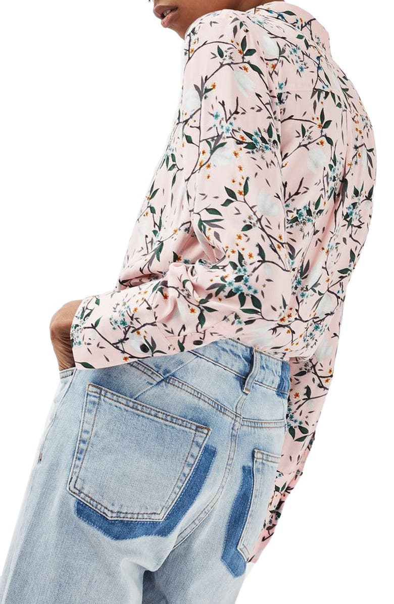 Topshop Cherry Blossom Shirt, Alternate, color, 