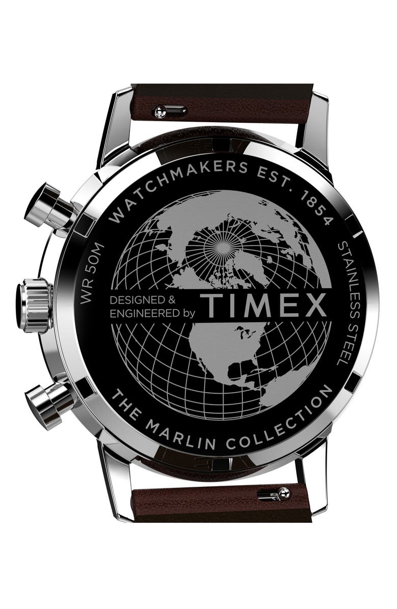Timex<sup>®</sup> Marlin Leather Strap Chronograph Watch, 40mm, Alternate, color, 