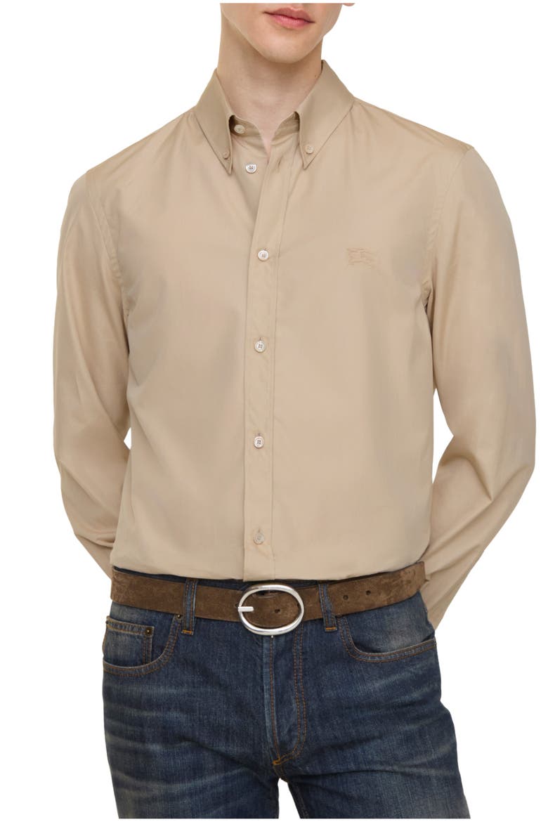 Slim Fit Cotton Shirt, Main, color, Oatmeal beige