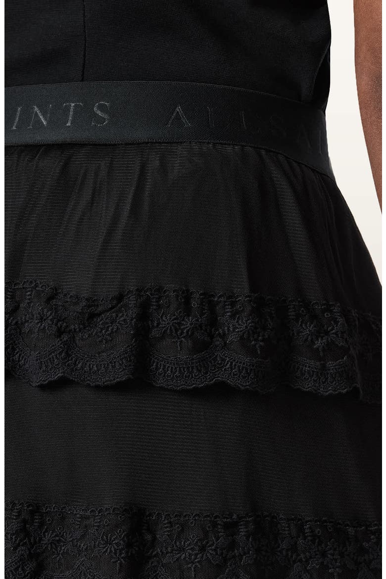Maggie Lace Ruffle Maxi Skirt, Alternate, color, BLACK