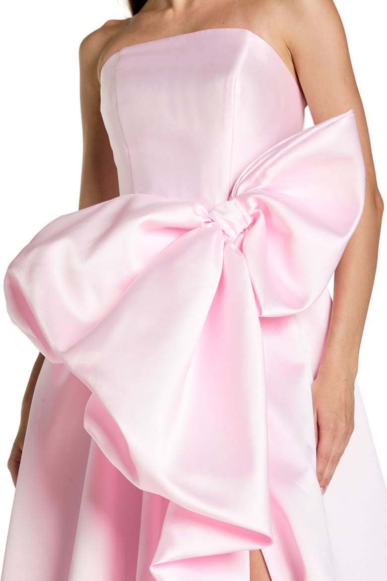 Mikado Strapless Bubble Hem Ballgown With Bow, Alternate, color, Ice Pink