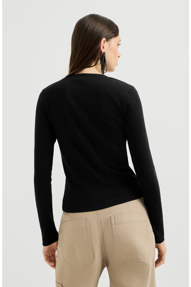 Stretch cotton ribbed jersey top with precious insert, Alternate, color, Black