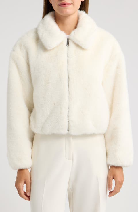 Zip Front Faux Fur Blouson Jacket