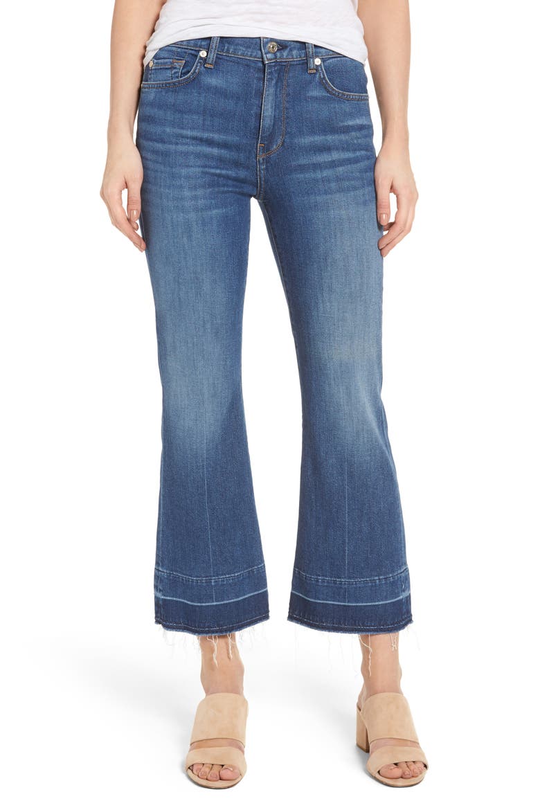 7 For All Mankind® Ali Split Hem Crop Flare Jeans, Main, color, SUNRISE- LXSR