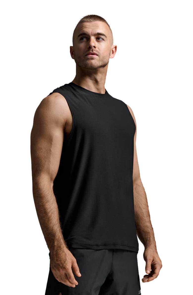 2XU Mens Signature Tank, Alternate, color, Black/Black