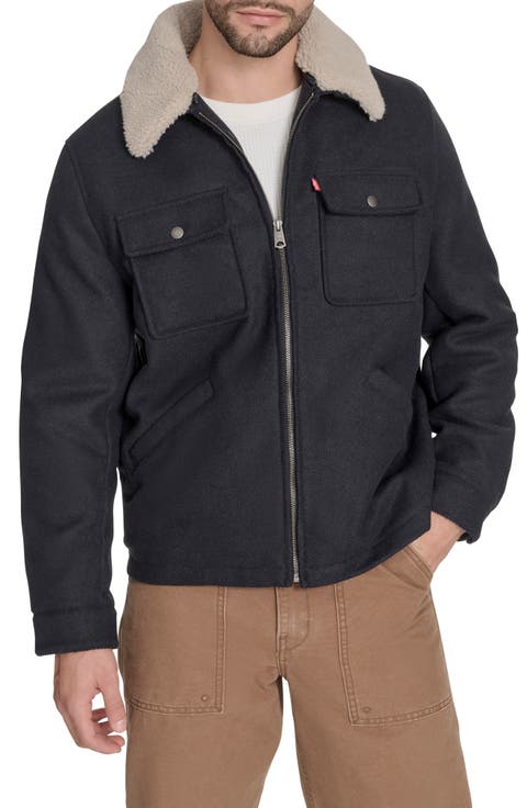 Brushed Twill Depot Jacket with Faux Shearling Collar