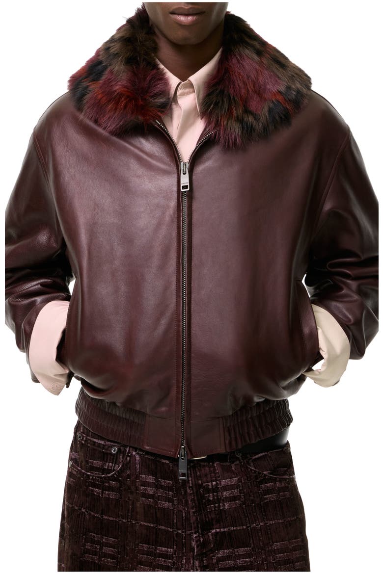 Leather Latchford Jacket, Main, color, Bordeaux red