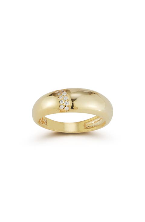 14K Gold Plated Sterling Silver Dome Ring