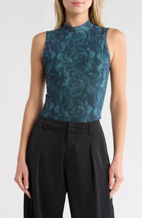 Aliyah Mock Neck Sleeveless Mesh Top