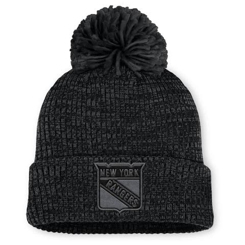 Women's Fanatics Black New York Rangers Authentic Pro Road Cuffed Knit Hat with Pom