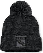 FANATICS Women's Fanatics Black New York Rangers Authentic Pro Road Cuffed Knit Hat with Pom
