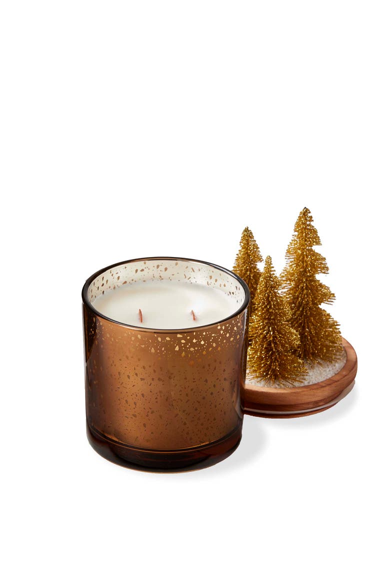 Snowcap Bottle Brush Candle Scented Jar Candle for Christmas, Main, color, Gold