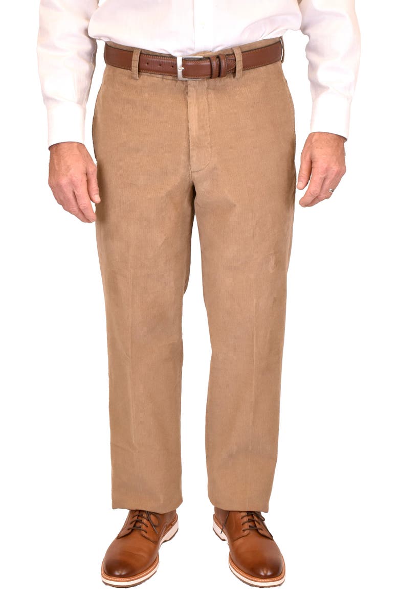 Flat Front Corduroy Dress Pants, Main, color, KHAKI