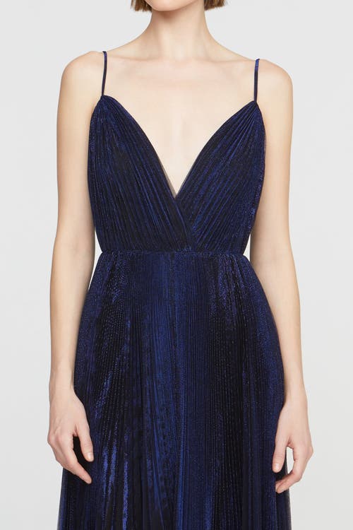 Halston Zellie Crystal Jersey Gown In Blue