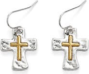 LA MENO Grace Cross Drop Earrings