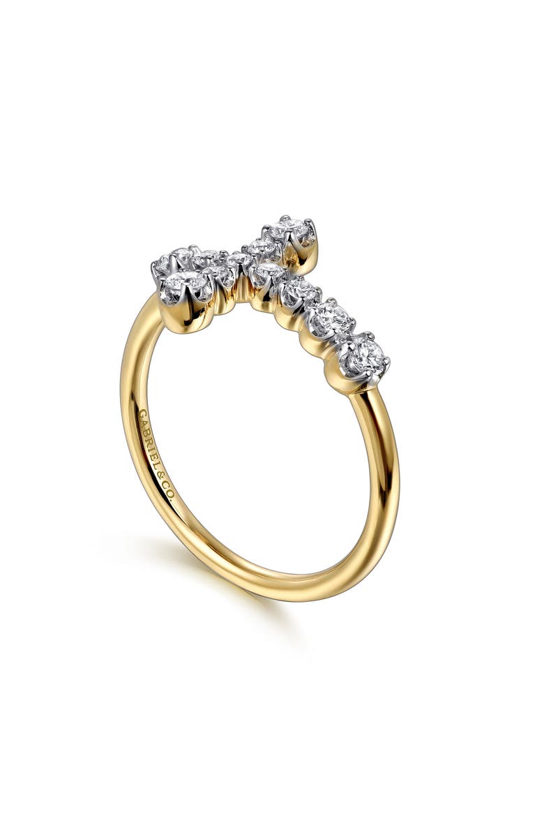 14k Gold Diamond Sideways Cross Ring, Alternate, color, 14K YELLOW GOLD