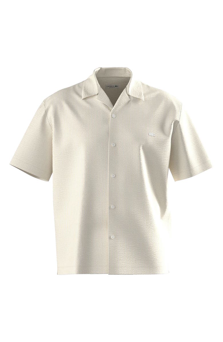 Lacoste Cotton Blend Seersucker Sport Shirt, Alternate, color, Flour/ Naturel Clair