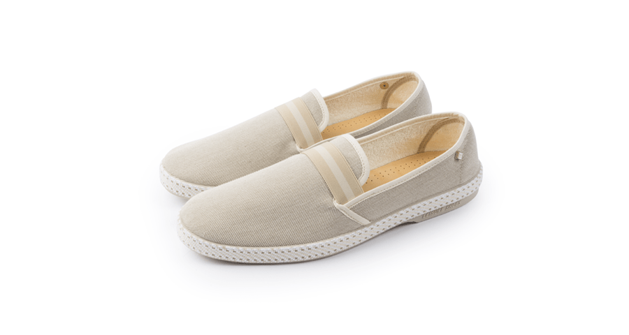 Rivieras Canvas Oxford Loafer with Striped Elastic Band, Alternate, color, Natural