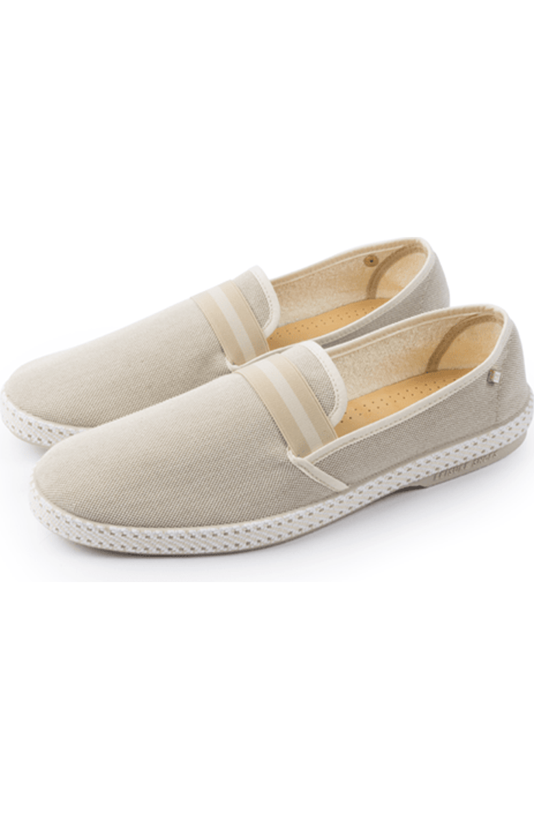 Rivieras Canvas Oxford Loafer with Striped Elastic Band, Alternate, color, Natural