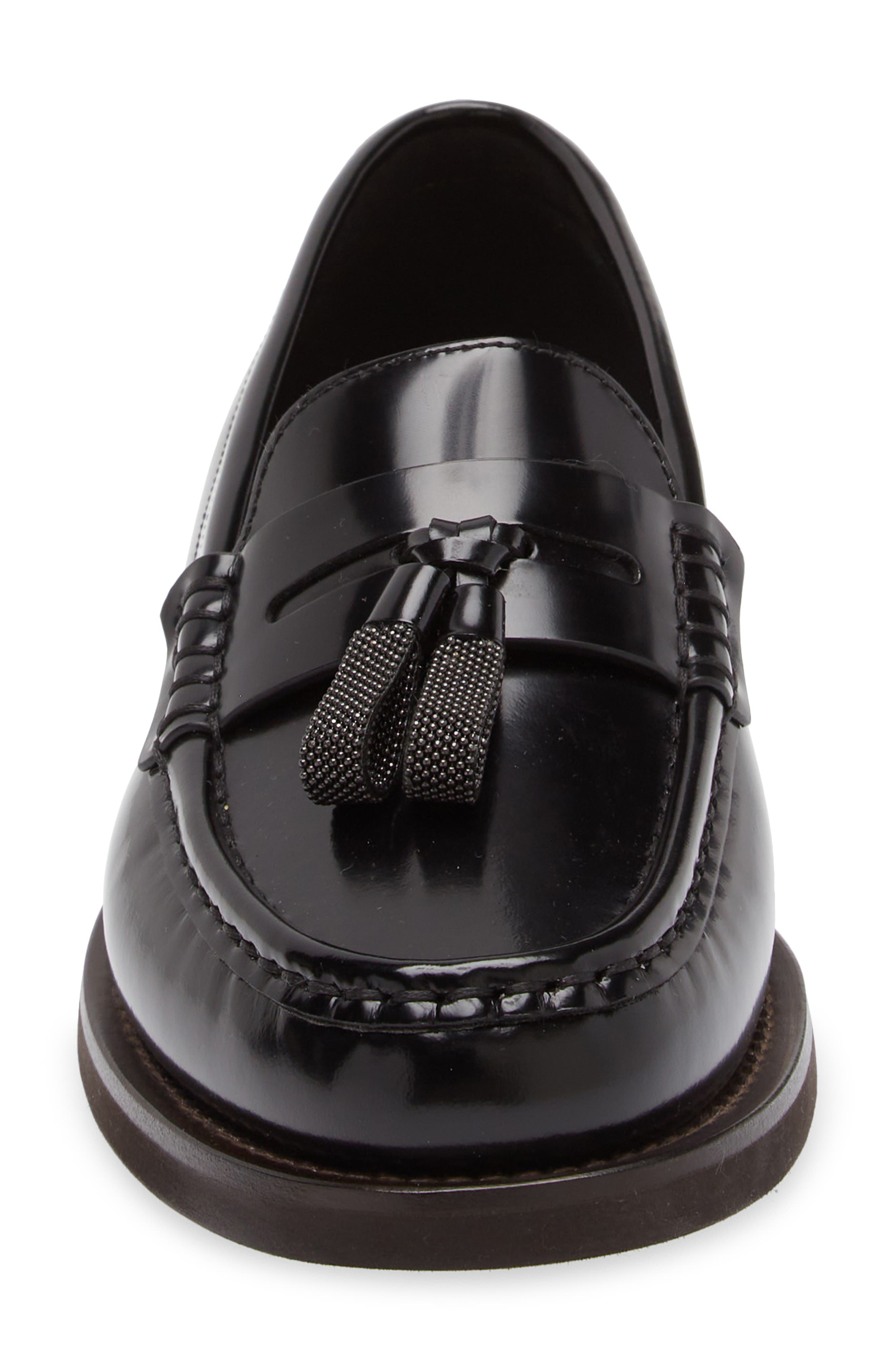 Brunello Cucinelli Monili Tassel Loafer, Alternate, color, Black
