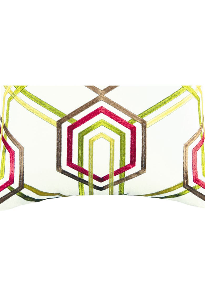 Geo Embroidered Accent Pillow, Alternate, color, White