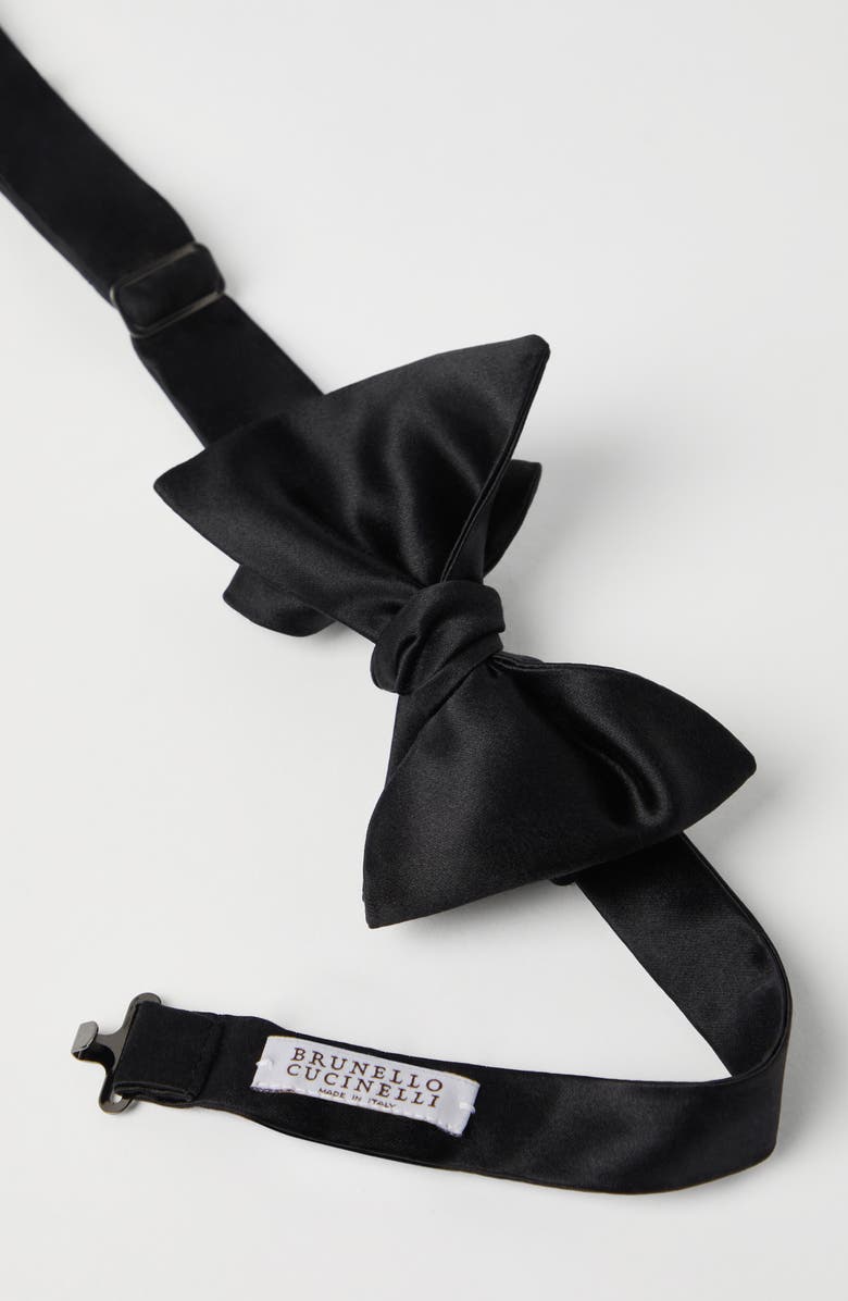 Brunello Cucinelli Satin bowtie, Alternate, color, Black