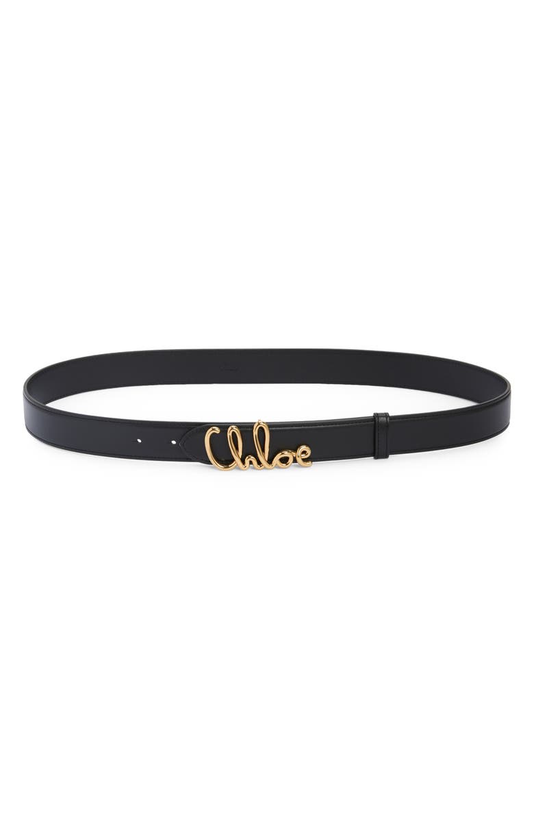 Chloé Iconic Leather Belt, Main, color, Black