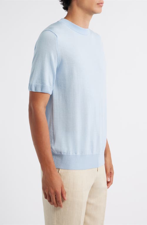 Aurélien Cashwool® Short Sleeve Crewneck Sweater In Blue
