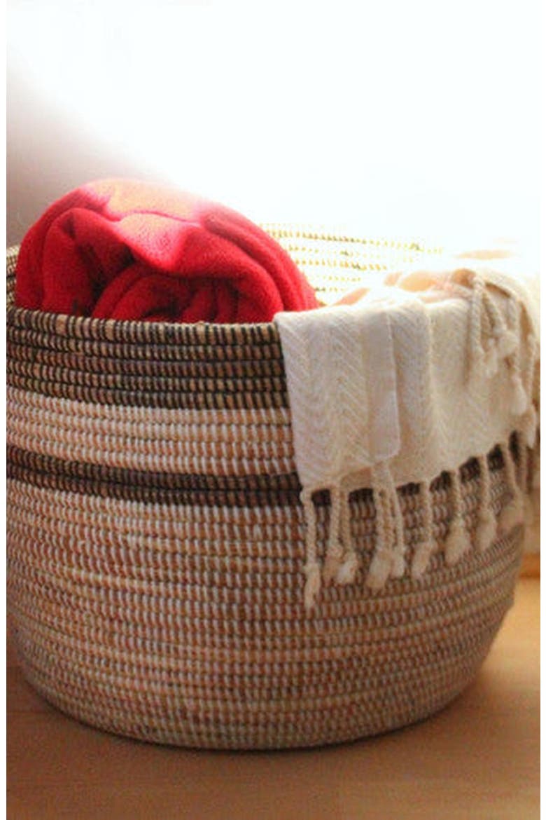 Catch-All / Planter Basket Stripe, Alternate, color, Black and White