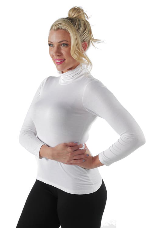 24seven Comfort Apparel Plus Size Classic Womens Long Sleeve Turtleneck In White