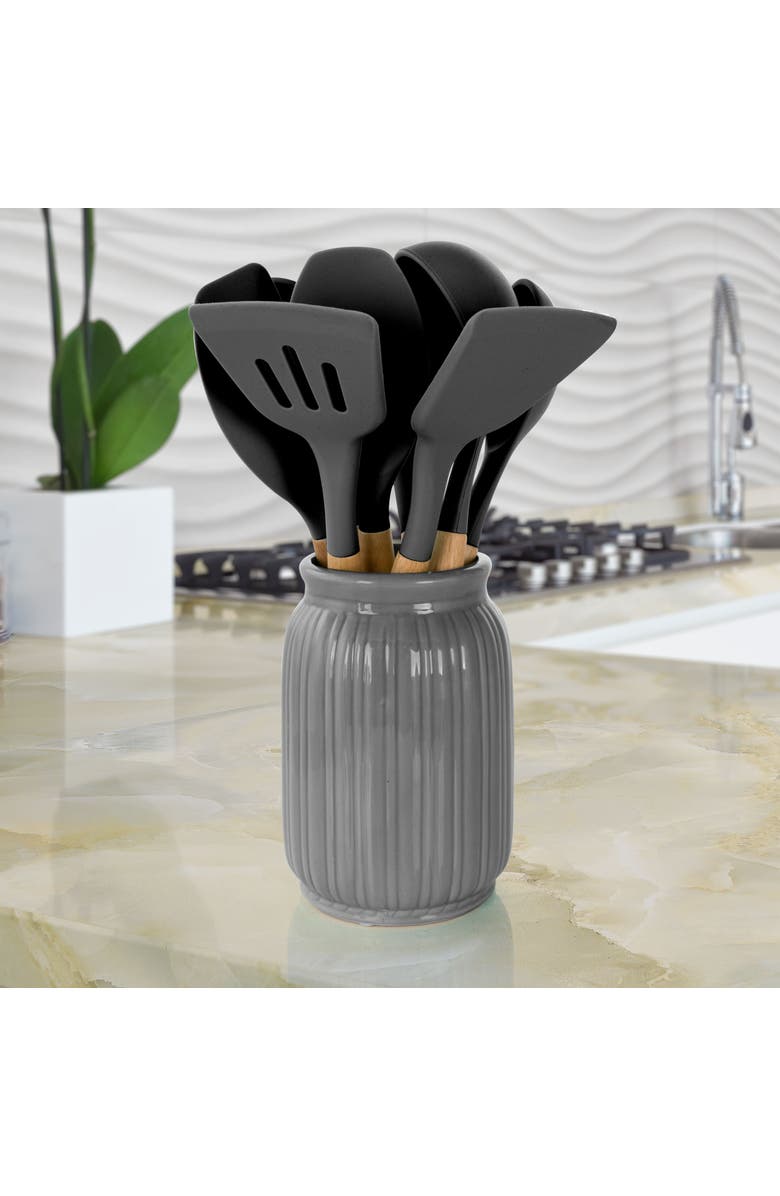 Megachef Silicone and Wood Cooking Utensils, Set of 9, Alternate, color, Gray