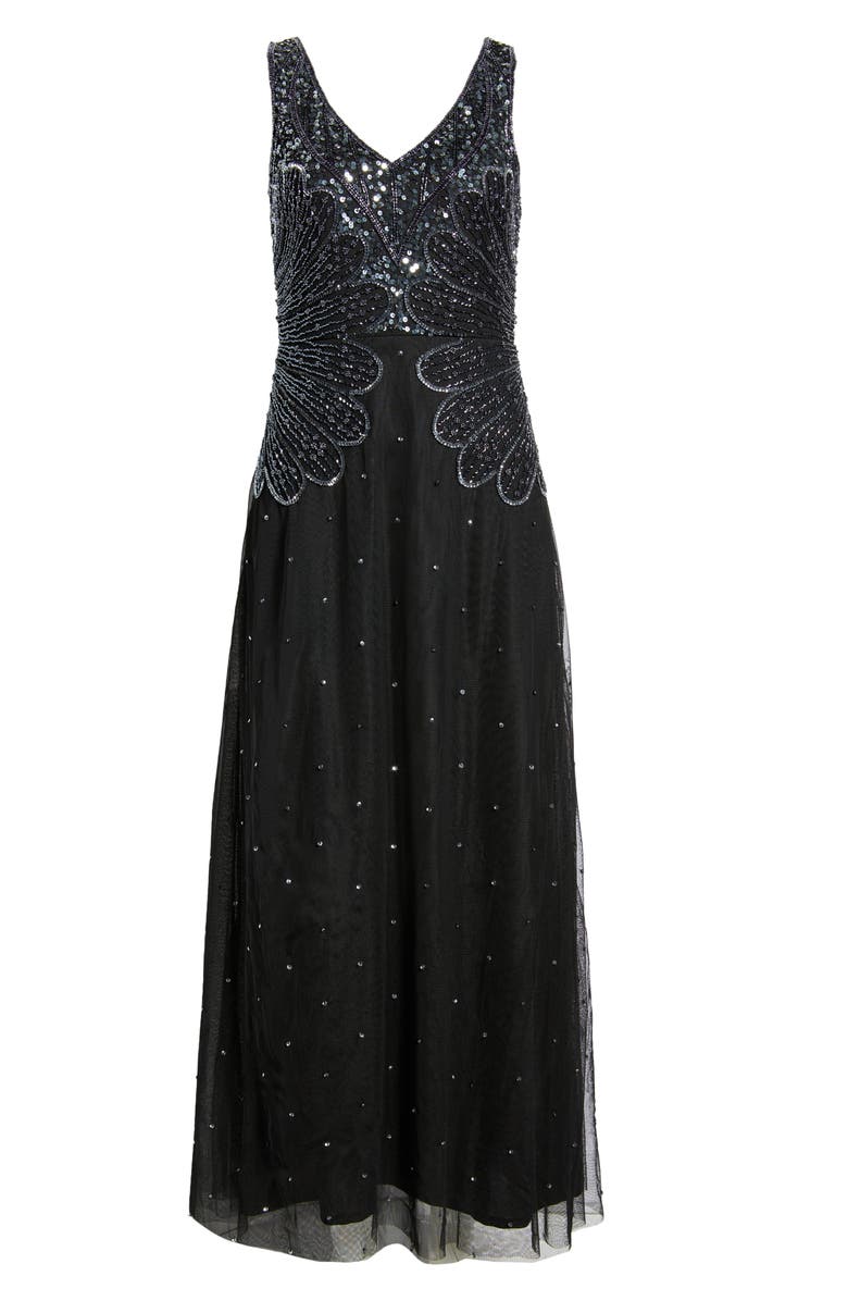 Pisarro Nights Beaded Sleeveless Chiffon Dress, Alternate, color, Black