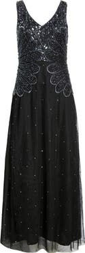 Pisarro Nights Beaded Sleeveless Chiffon Dress
