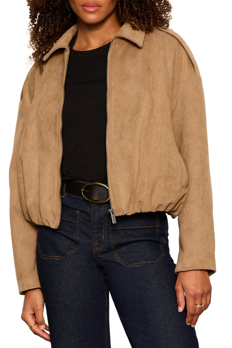 Takeoff Faux Suede Jacket, Alternate, color, ALMOND