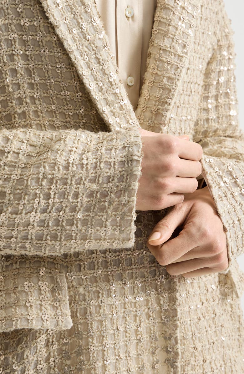 Brunello Cucinelli Blazer with dazzling net embroidery, Alternate, color, Cream