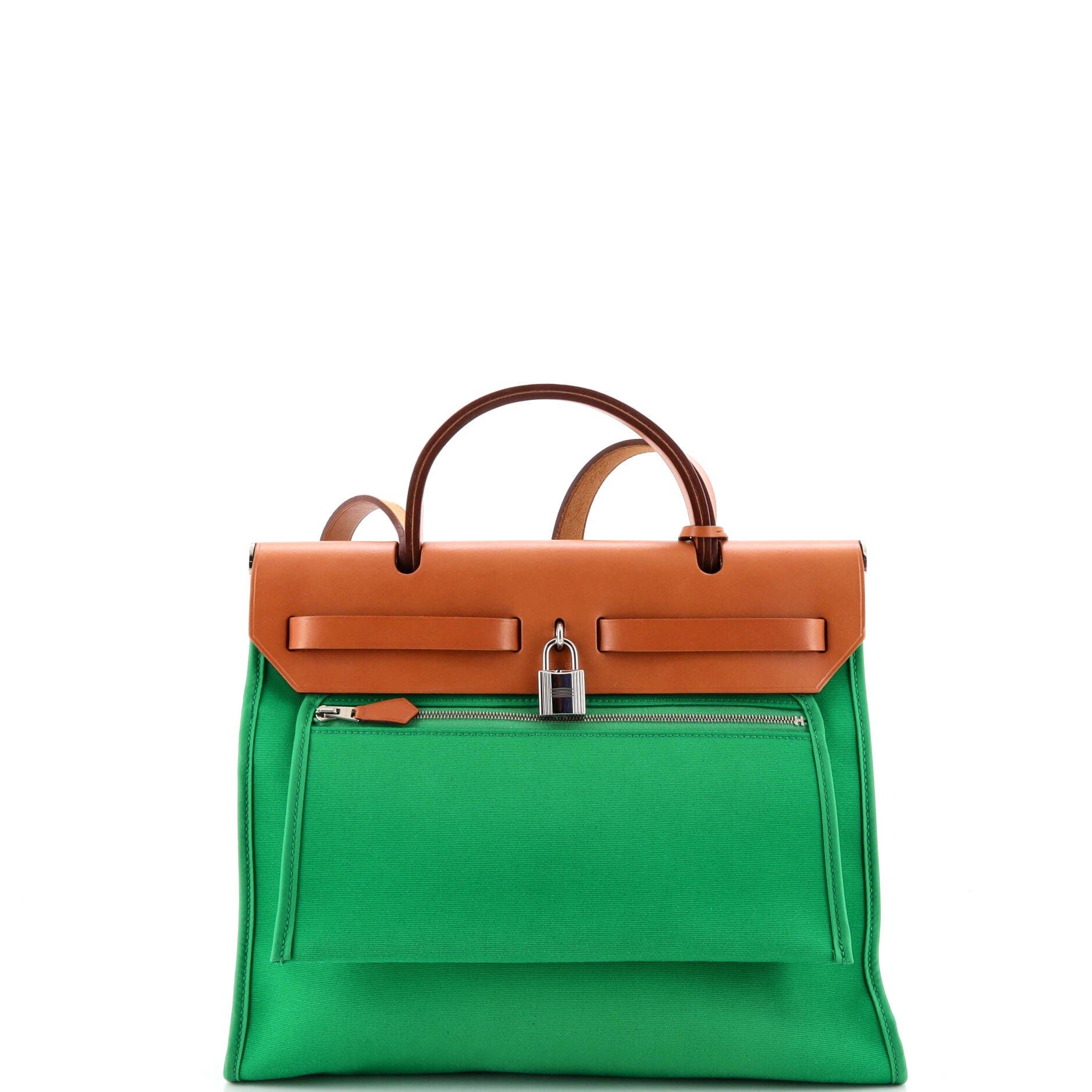 Herbag Zip Leather and Toile 31, Alternate, color, Green