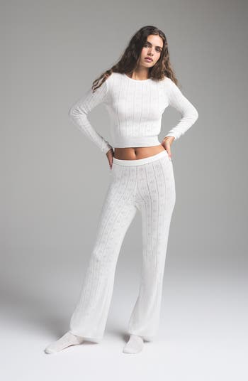 SKIMS Pointelle Knit Long Sleeve Sweater | Nordstrom