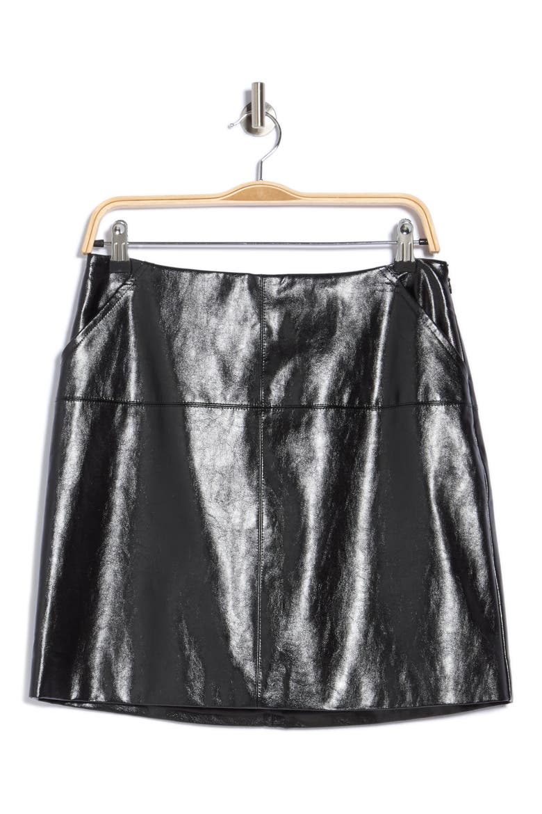 Take Me Out Faux Leather Skirt, Alternate, color, BLACK