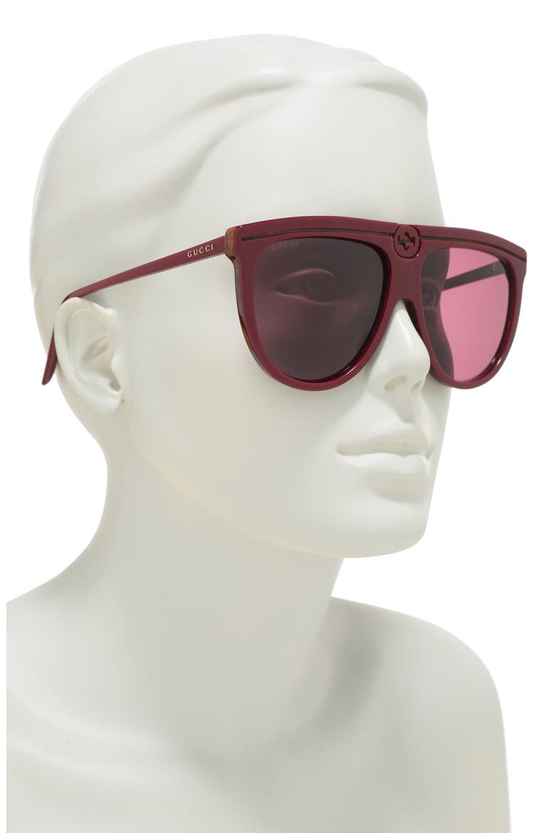 61mm Shield Sunglasses, Alternate, color, BURGUNDY