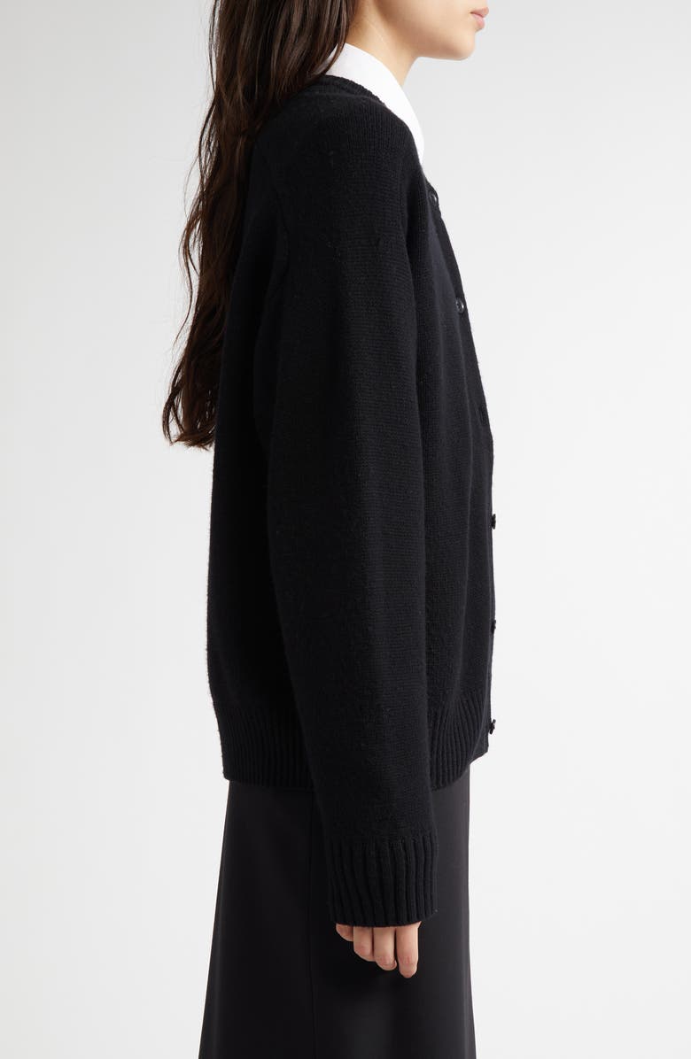 LOULOU DE SAISON Aidar Crop Wool & Cashmere Crewneck Cardigan, Alternate, color, Black