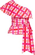 SUGARLIPS Darvy Plaid One-Shoulder Cotton Top